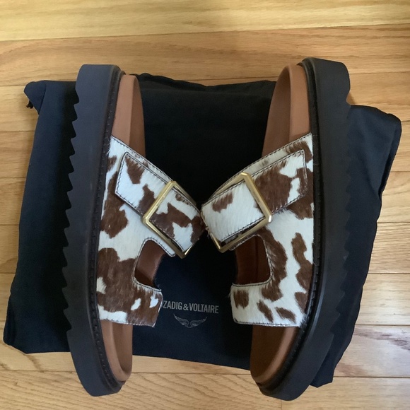 Zadig & Voltaire Cecilia Alpha Cow Sandals SZ 40 - Picture 4 of 16